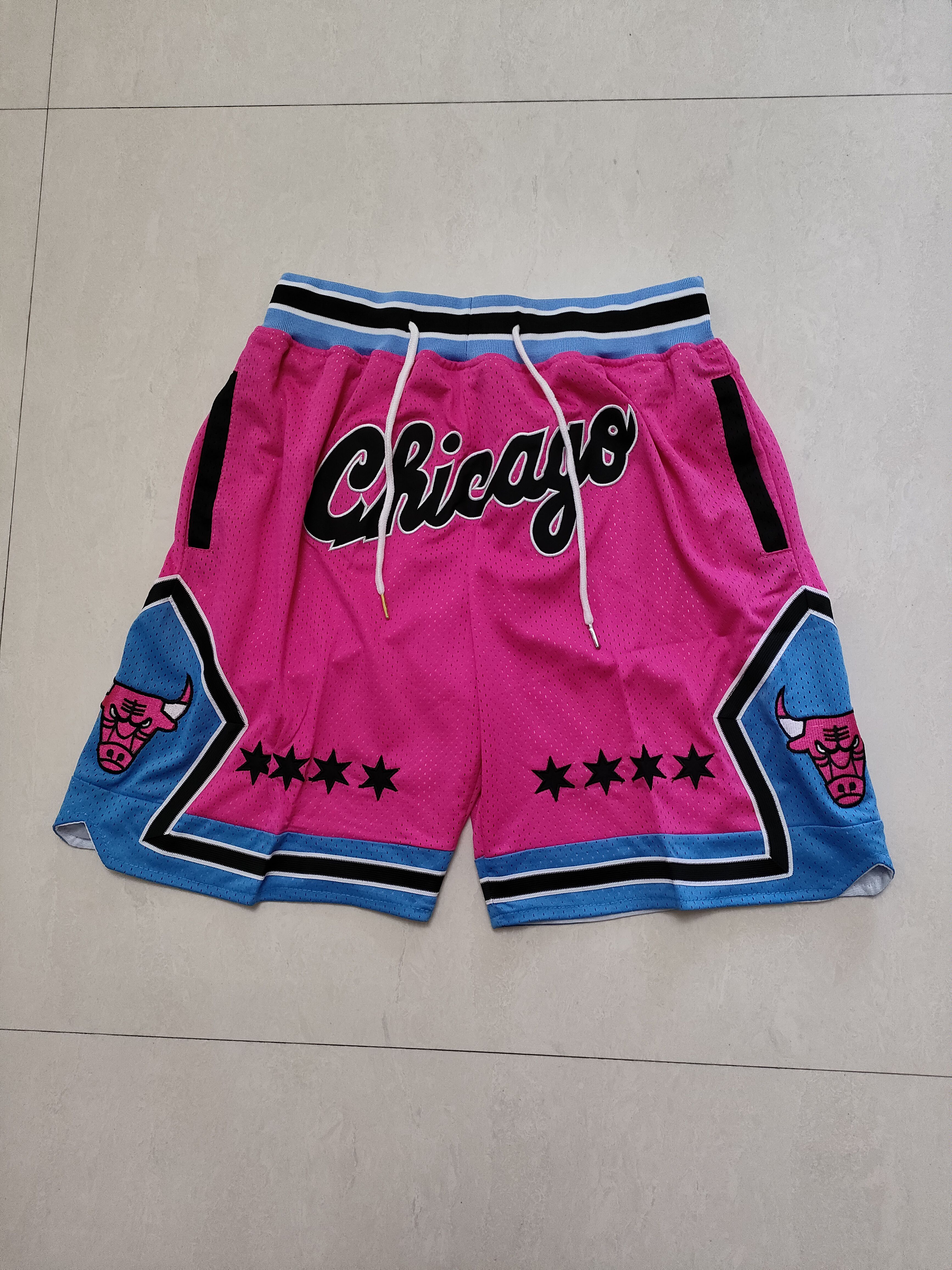 Men NBA Chicago Bulls Pink Shorts 20230218